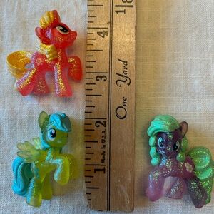 My Little Pony Lot of 3 Collectible Glittery Mini-Figures Kids Toys Gifts